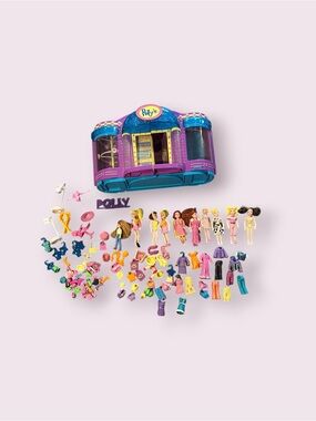 Vintage 1999 Mattel Polly Pocket Fashion Boutique Playset w/10 Dolls, 116 Pieces